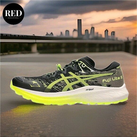 ASICS Fuji Lite 5 Trail Running Shoes Black Safety Yellow 1011B889 - Men\'s 11